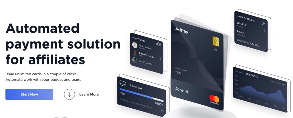 Adpay Service Virtual Cards for Paying for Advertising