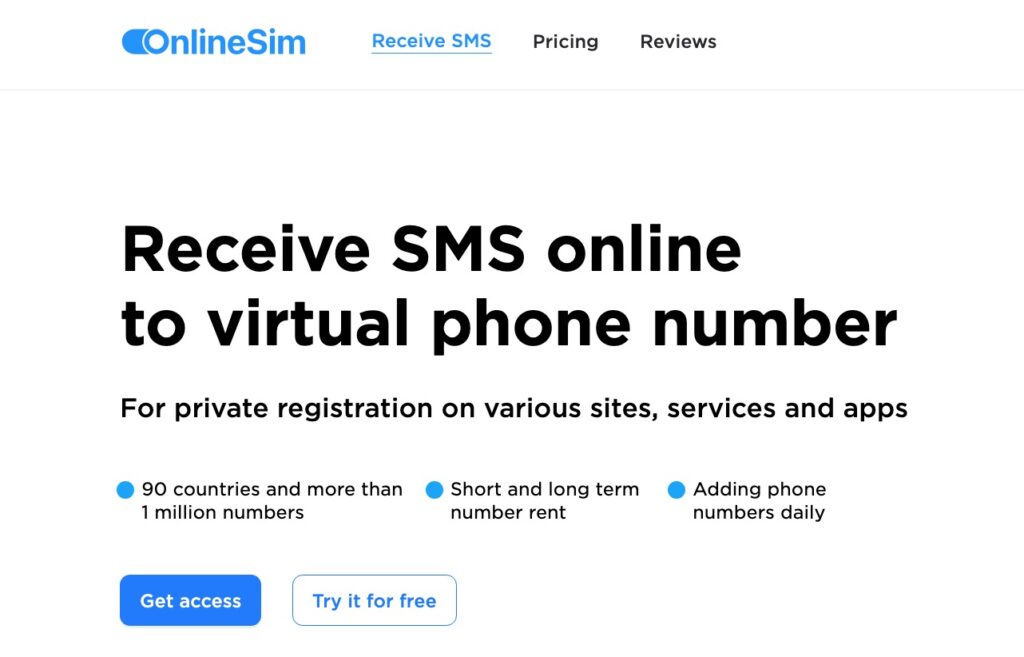 OnlineSim Service Virtual Numbers